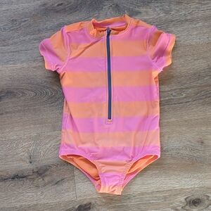 Primary Striped One Piece Swimsuit/Rashguard Size 2-3